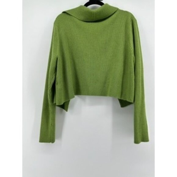 Eileen Fisher Merino Wool Ribbed Cardigan Open Front Jacket Green XL - Picture 3 of 9